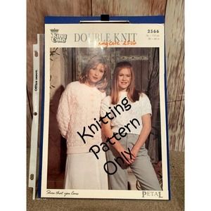 New King Cole 2566 Petal Pullover Sweater and Cardigan Knitting Pattern